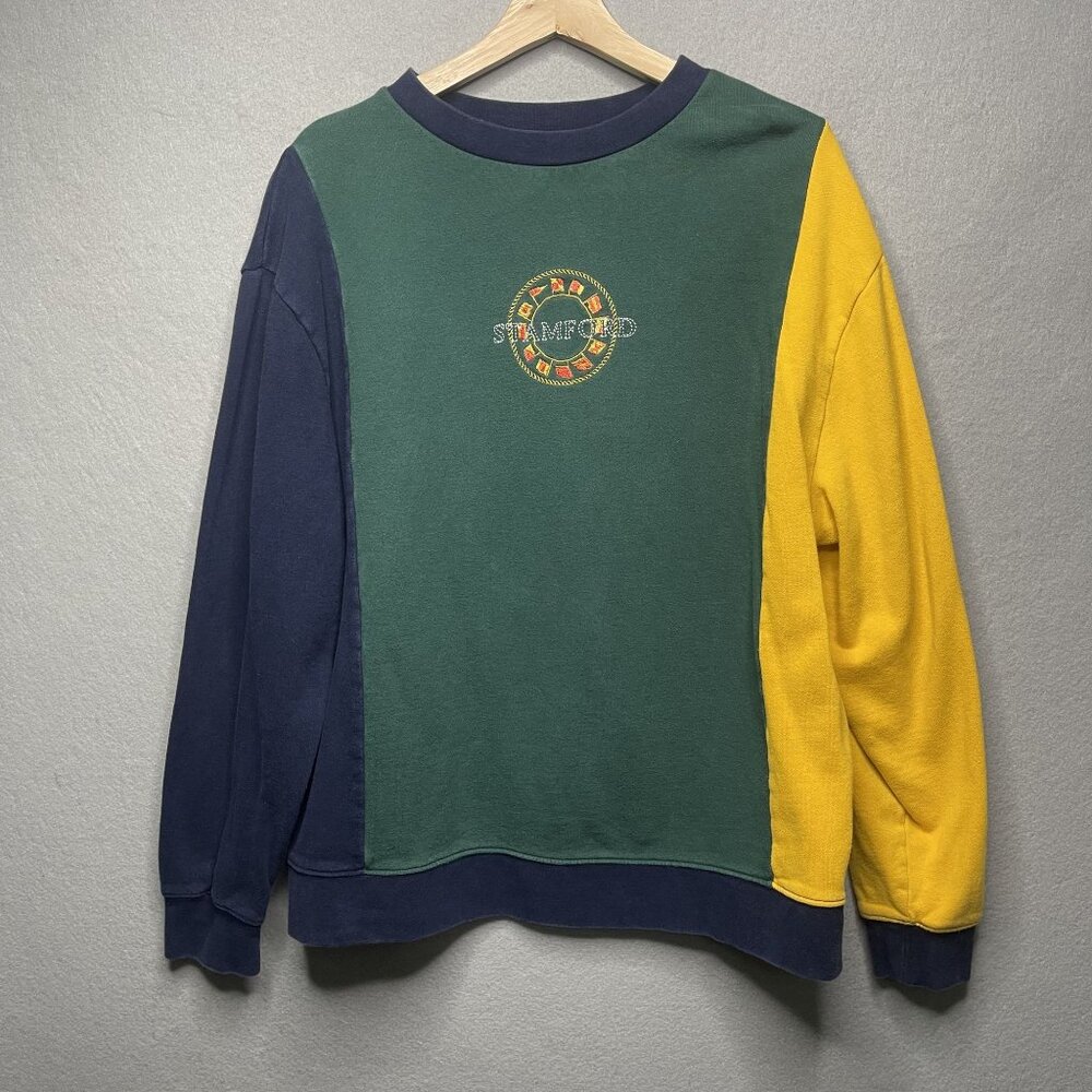 Colorblock Sweatshirt By Topman With Embroidered Stamford Design Small